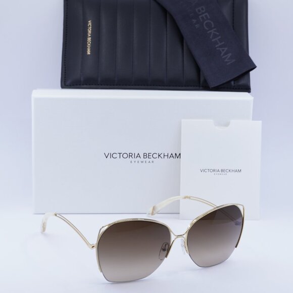 Victoria Beckham VBS96 C02 Butterfly Sunglasses – Gold/Brown Gradient - Picture 1 of 8